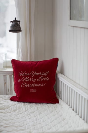 Merry Little Org Cotton Velvet poszewka na poduszkę 50x50 cm - Red-beige - Lexington