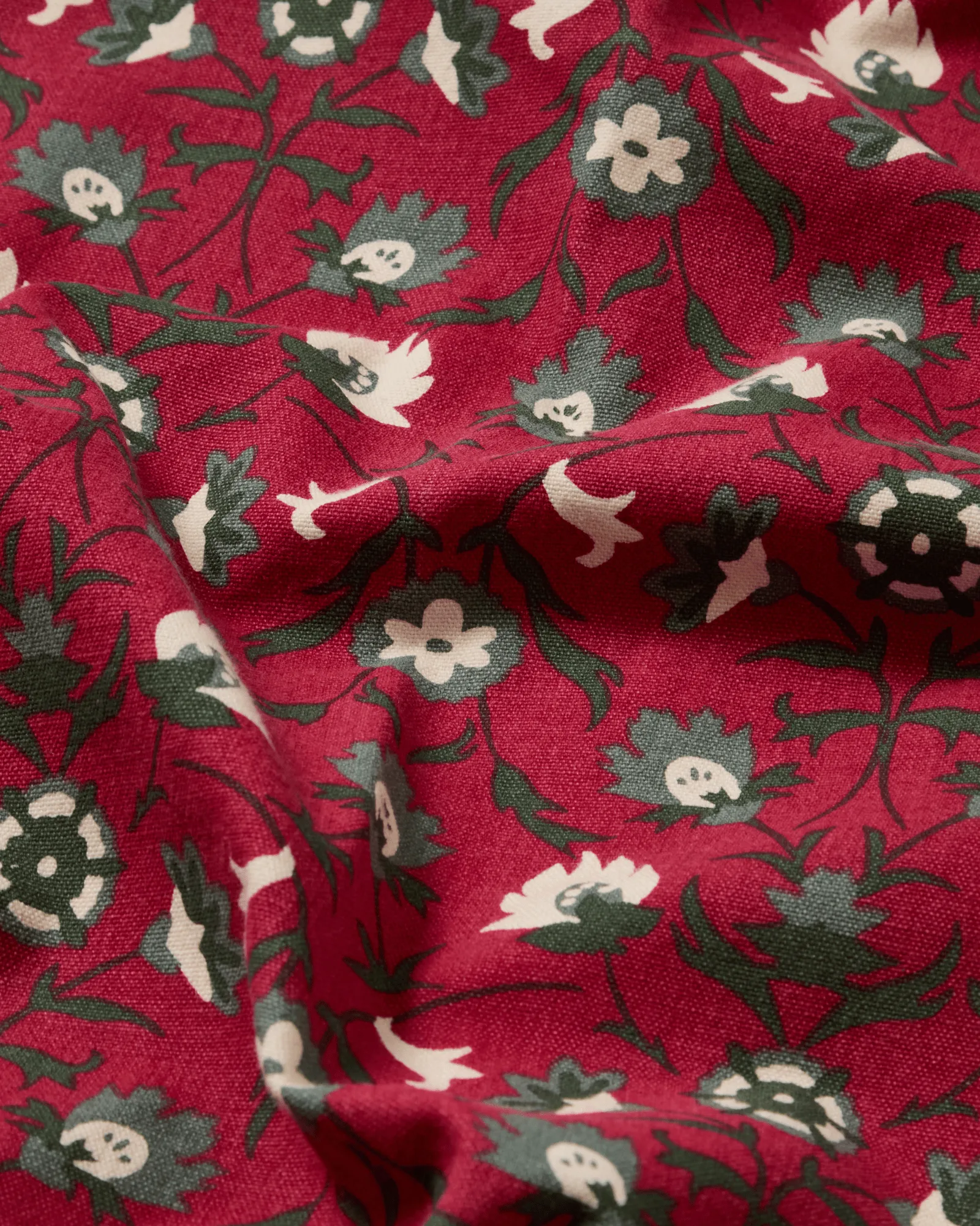 Obrus Flower printed z bawełny organicznej, Red-beige-green, 150x250 cm Lexington