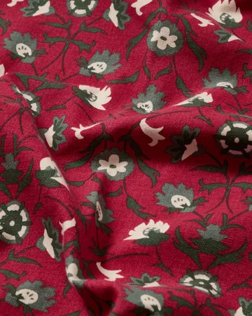 Obrus Flower printed z bawełny organicznej - Red-beige-green, 150x350 cm - Lexington