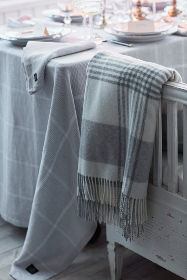 Pepita Check Cotton tkanina obrus 150x350 cm, White-light gray Lexington