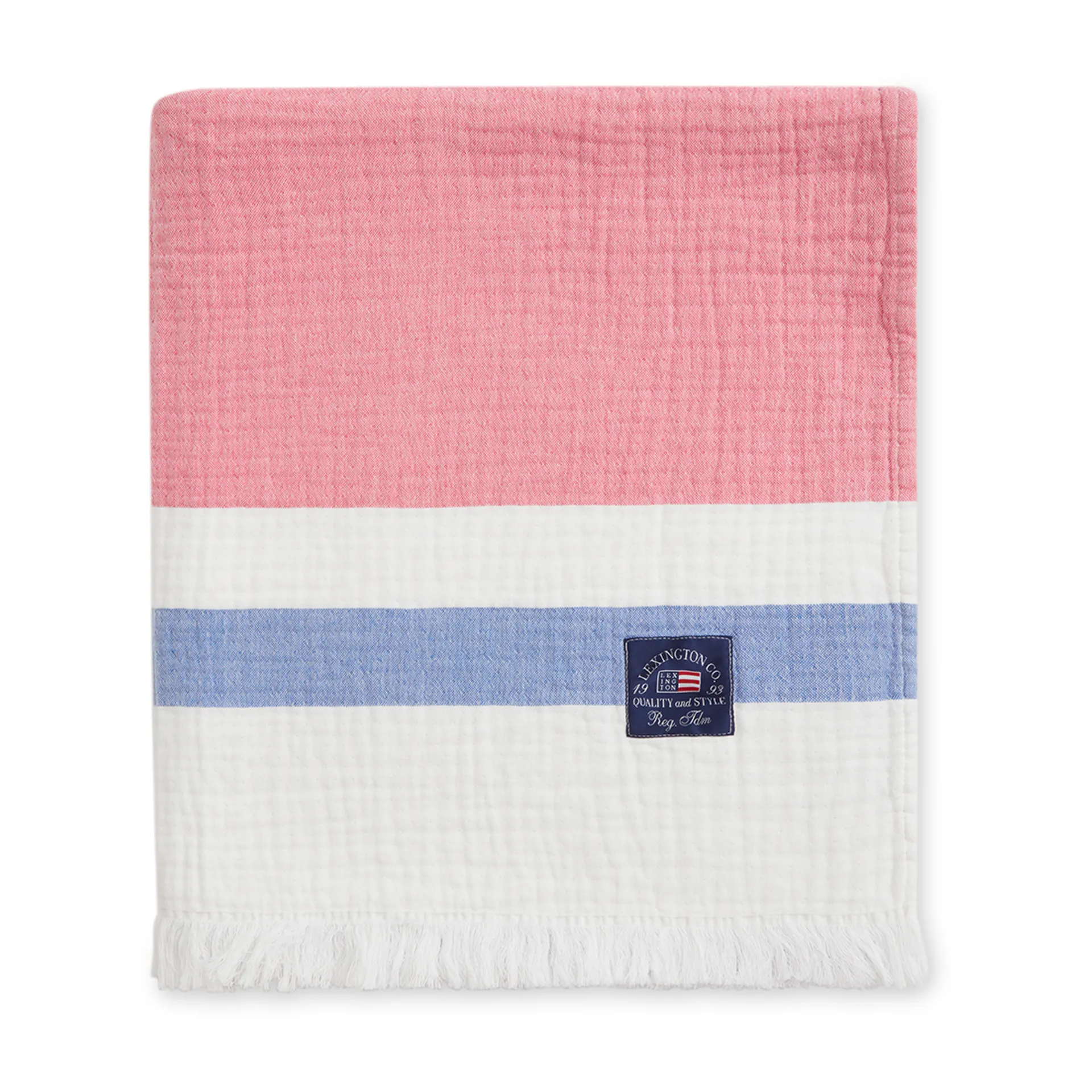 Pled bawełniany o waflowym splocie Striped 130x170 cm, Multi Lexington