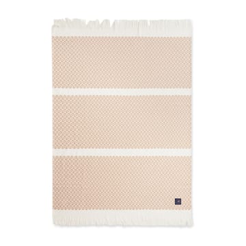 Pled bawełniany Striped Structured Recycled 130x170 cm - Beżowy-biały - Lexington