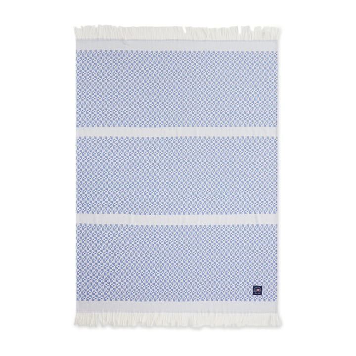 Pled bawełniany Striped Structured Recycled 130x170 cm, Niebieski-biały Lexington