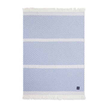 Pled bawełniany Striped Structured Recycled 130x170 cm - Niebieski-biały - Lexington