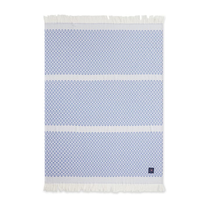 Pled bawełniany Striped Structured Recycled 130x170 cm - Niebieski-biały - Lexington