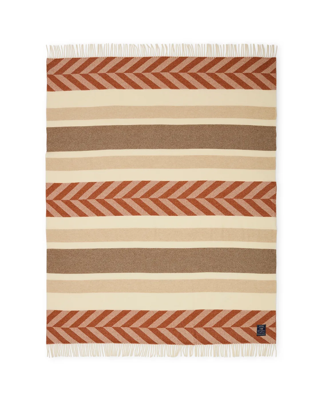 Pled Herringbone Striped Recycled Wool 130x170 cm, Copper-brown Lexington