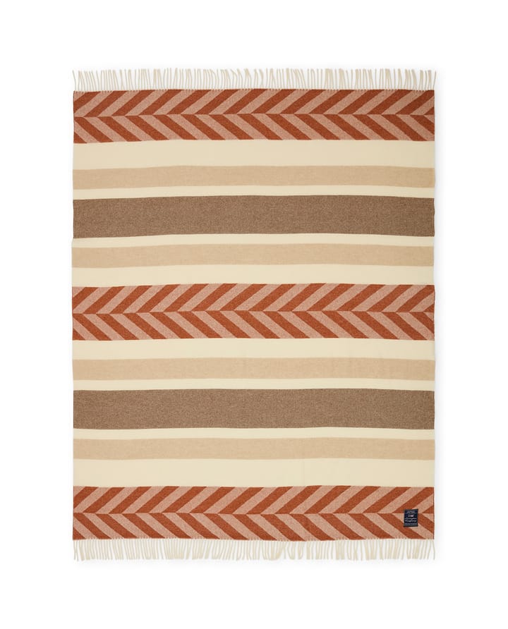 Pled Herringbone Striped Recycled Wool 130x170 cm, Copper-brown Lexington