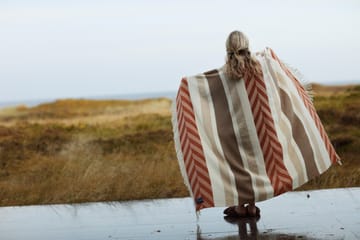 Pled Herringbone Striped Recycled Wool 130x170 cm - Copper-brown - Lexington