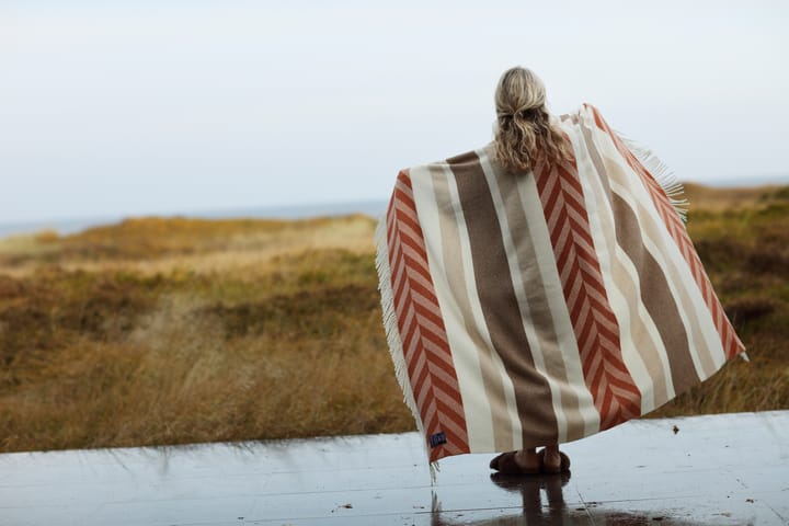 Pled Herringbone Striped Recycled Wool 130x170 cm, Copper-brown Lexington