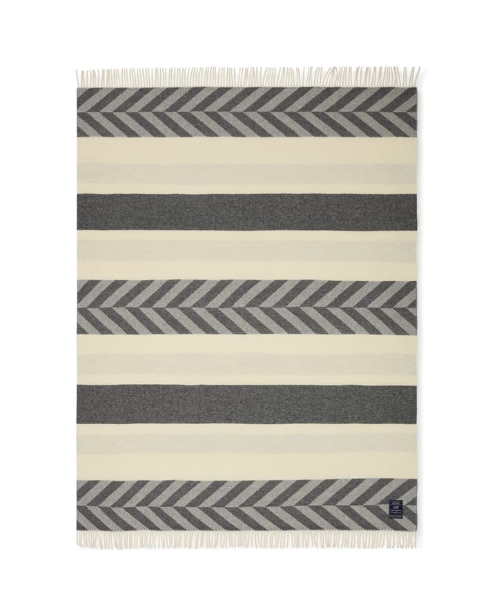 Pled Herringbone Striped Recycled Wool 130x170 cm, Gray-off white Lexington