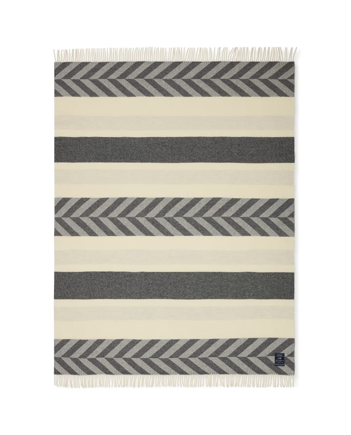 Pled Herringbone Striped Recycled Wool 130x170 cm - Gray-off white - Lexington