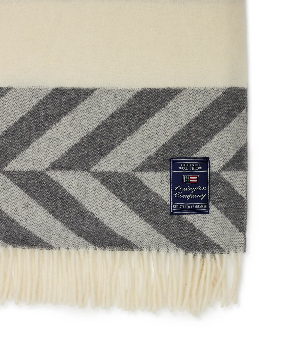 Pled Herringbone Striped Recycled Wool 130x170 cm, Gray-off white Lexington