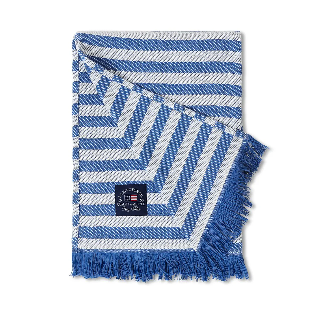 Pled Striped Recycled Cotton 130x170 cm, Blue-white Lexington