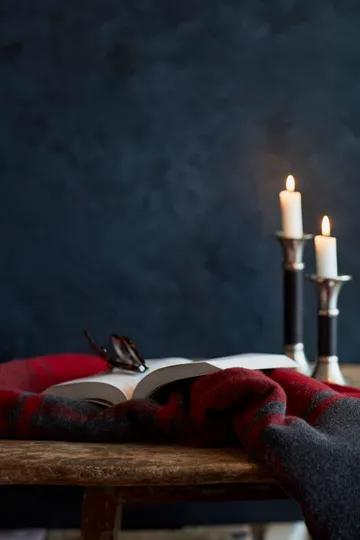 Pled wełniany Checked Recycled 130x170 cm - Czerwony-ciemnoszary - Lexington