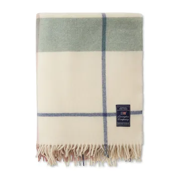 Pled wełniany Checked Recycled 130x170 cm - Złamana biel-zielony-różowy - Lexington