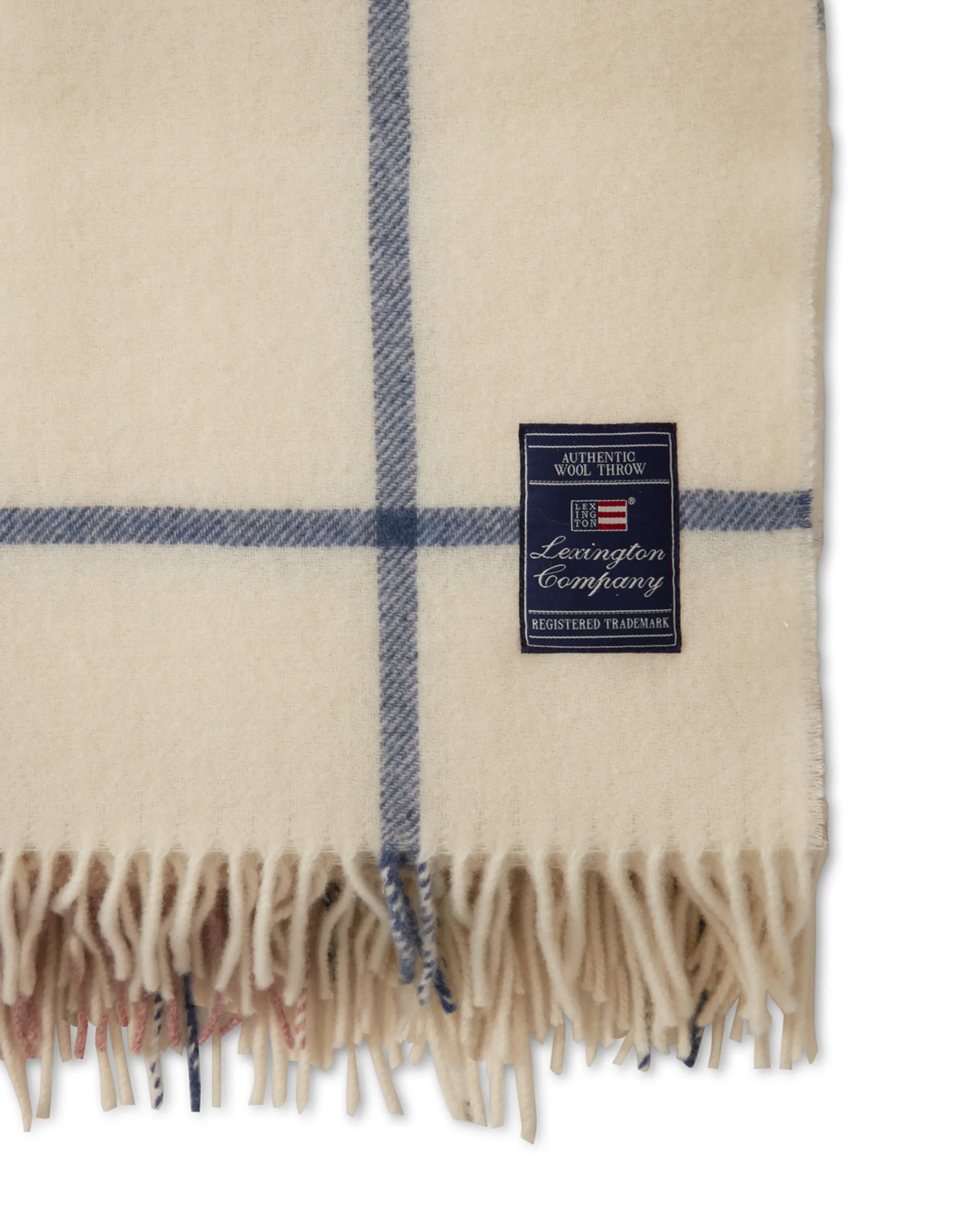 Pled wełniany Checked Recycled 130x170 cm, Złamana biel-zielony-różowy Lexington