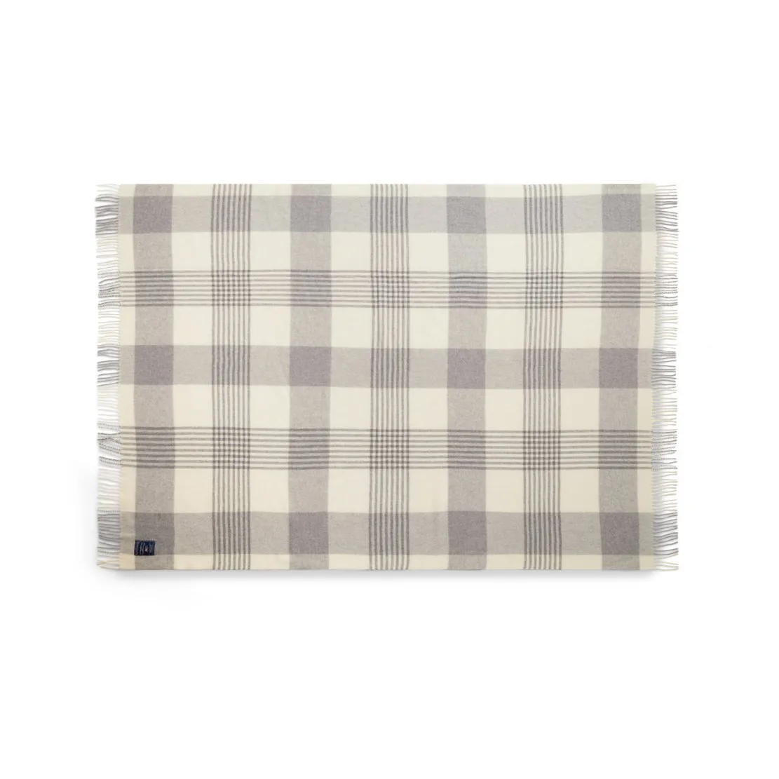 Pled wełniany Gray Checked Recycled Wool 130x170 cm, Gray-white Lexington
