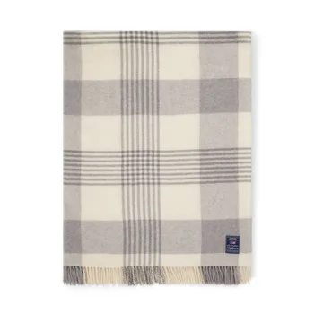 Pled wełniany Gray Checked Recycled Wool 130x170 cm - Gray-white - Lexington