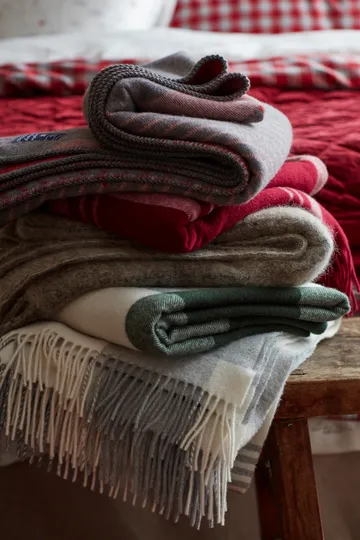 Pled wełniany Gray Checked Recycled Wool 130x170 cm - Gray-white - Lexington