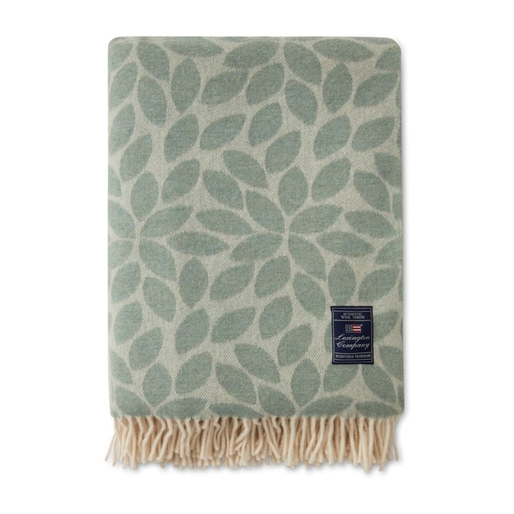 Pled wełniany Leaves Recycled Wool Jacquard 130x170 cm, Zielony Lexington