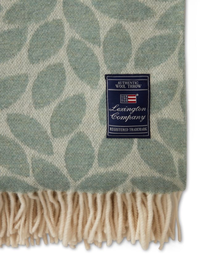 Pled wełniany Leaves Recycled Wool Jacquard 130x170 cm, Zielony Lexington
