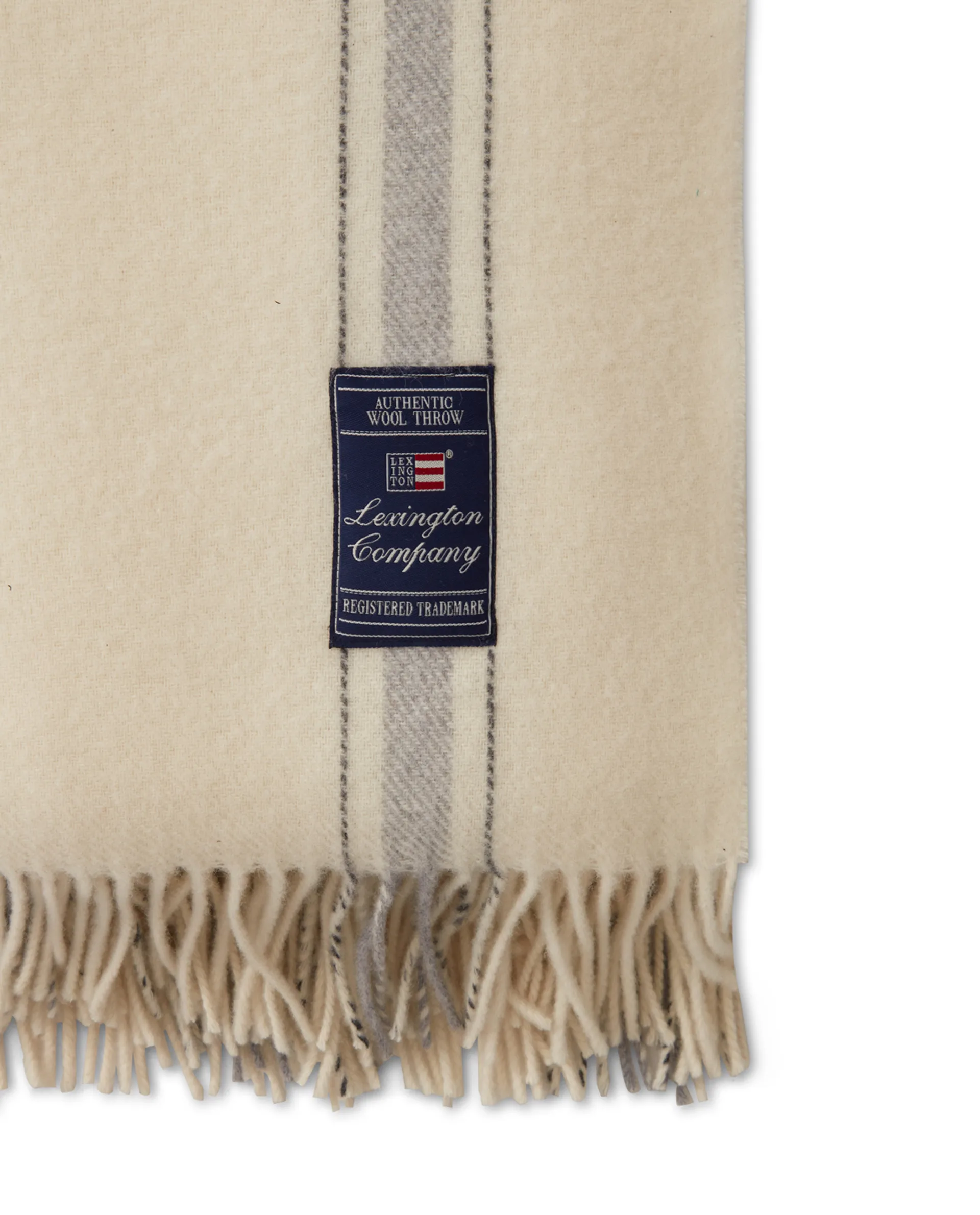 Pled wełniany Striped Recycled 130x170 cm, Złamana biel-szary Lexington