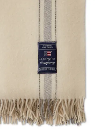 Pled wełniany Striped Recycled 130x170 cm - Złamana biel-szary - Lexington