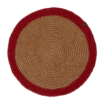 Podkładka na stół Round Recycled Paper Straw Ø38 - Beżowy-czerwony - Lexington