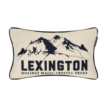 Poduszka dekoracyjna Mountains Logo z miksu wełny - White-navy, 50x30 cm - Lexington