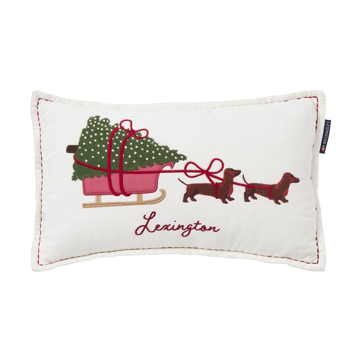 Poduszka Dog Sleigh z ekologicznej bawełnianej welury 30x50 cm - White - Lexington