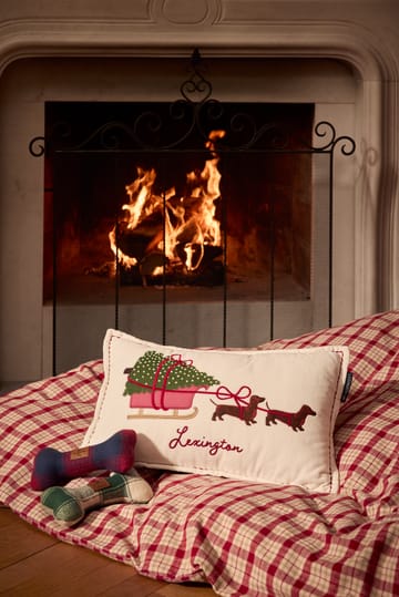 Poduszka Dog Sleigh z ekologicznej bawełnianej welury 30x50 cm - White - Lexington