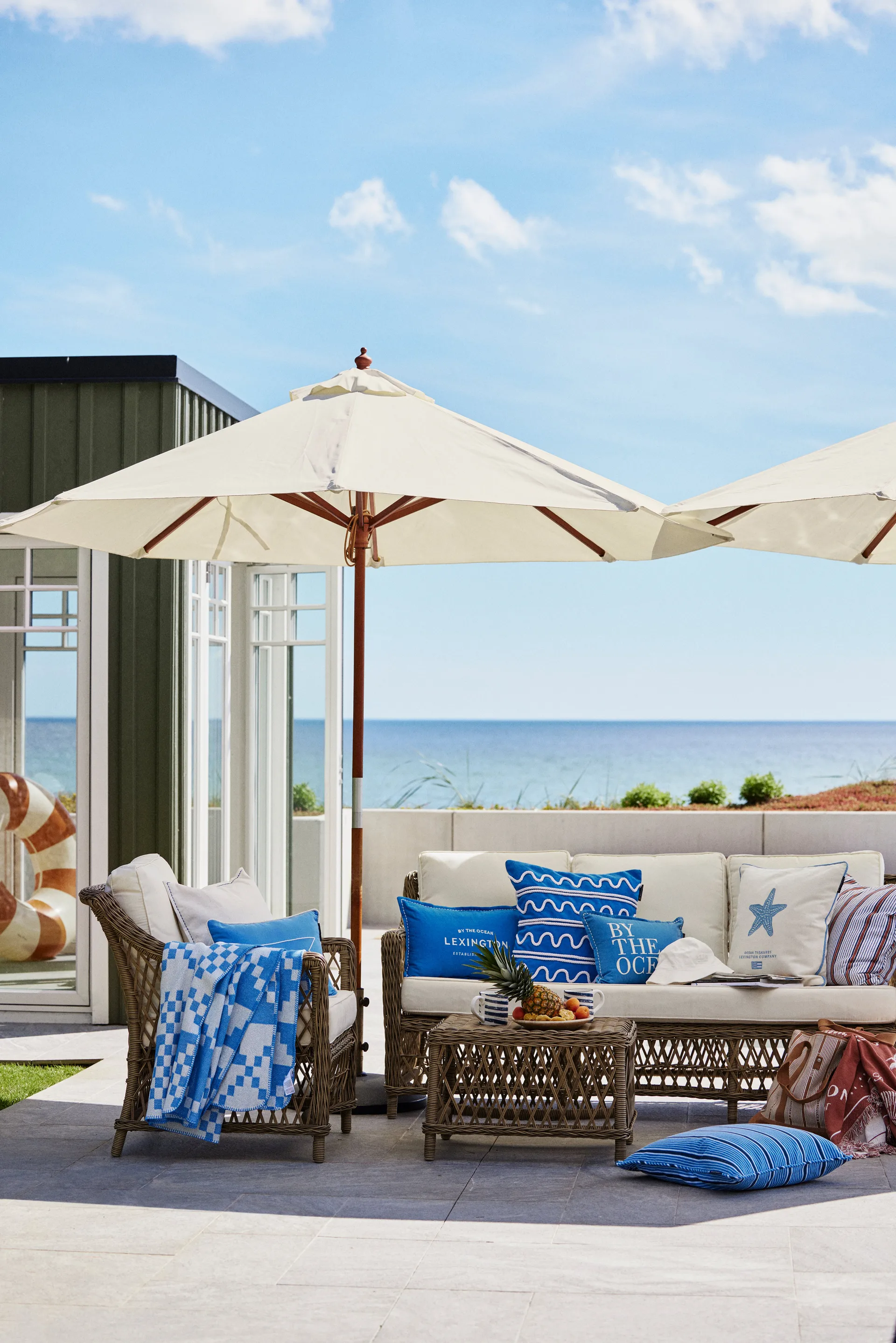 Poduszka Logo Embroided Linen/Cotton 30x50 cm, Blue Lexington