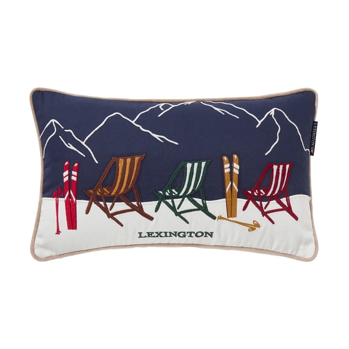 Poduszka Ski Resort z ekologicznej bawełny typu twill 30x50 cm - White-Dark blue - Lexington