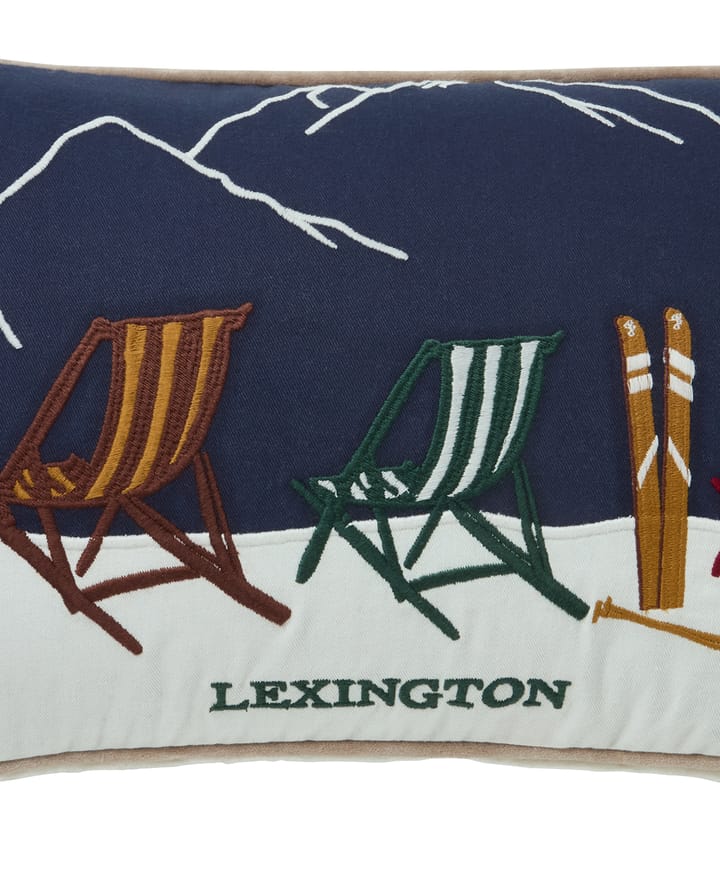 Poduszka Ski Resort z ekologicznej bawełny typu twill 30x50 cm, White-Dark blue Lexington