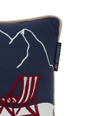 Poduszka Ski Resort z ekologicznej bawełny typu twill 30x50 cm - White-Dark blue - Lexington