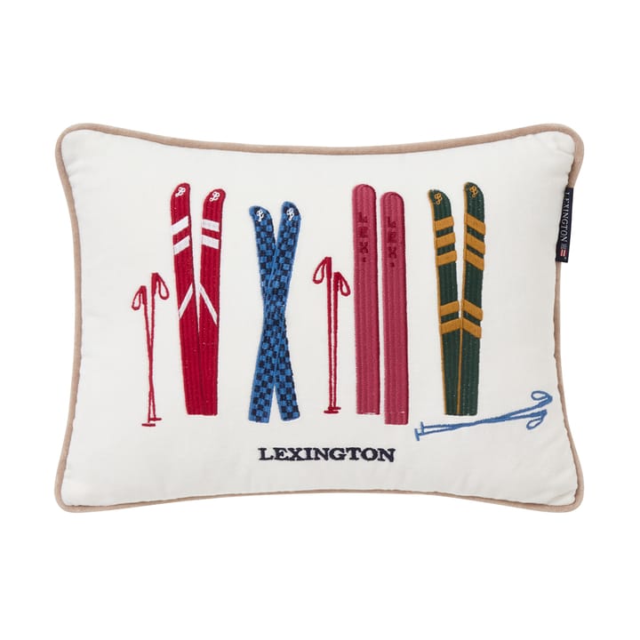 Poduszka Skis and Poles z ekologicznej bawełnianej welury 30x40 cm, White-multi Lexington