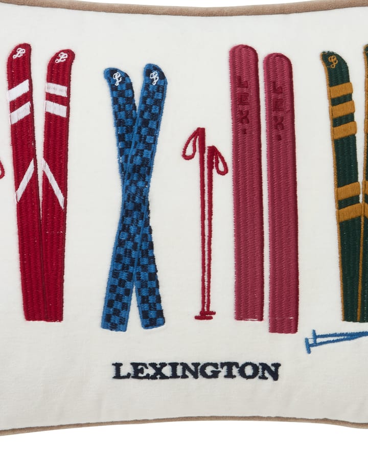 Poduszka Skis and Poles z ekologicznej bawełnianej welury 30x40 cm, White-multi Lexington