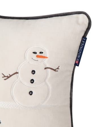 Poduszka Snowmen Embroidered Cotton Velvet 30x40 cm - Snow white-dark gray - Lexington