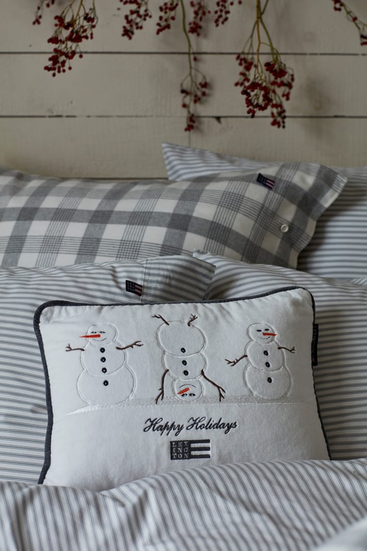 Poduszka Snowmen Embroidered Cotton Velvet 30x40 cm - Snow white-dark gray - Lexington