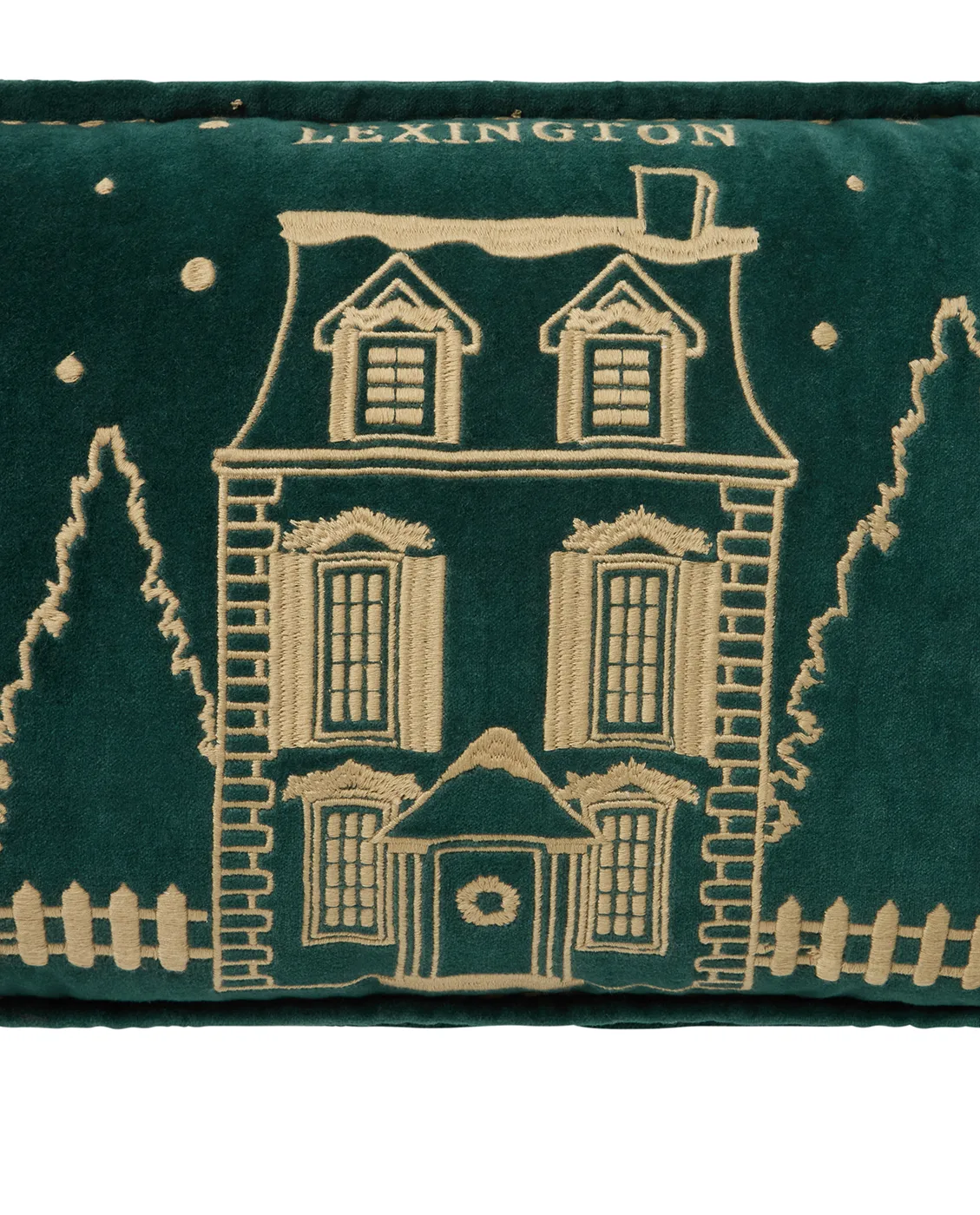 Poduszka Winter House z ekologicznej bawełnianej welury 30x50 cm, Green-Light Beige Lexington