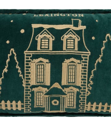 Poduszka Winter House z ekologicznej bawełnianej welury 30x50 cm - Green-Light Beige - Lexington