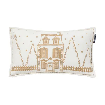 Poduszka Winter House z ekologicznej bawełnianej welury 30x50 cm - White-Light beige - Lexington