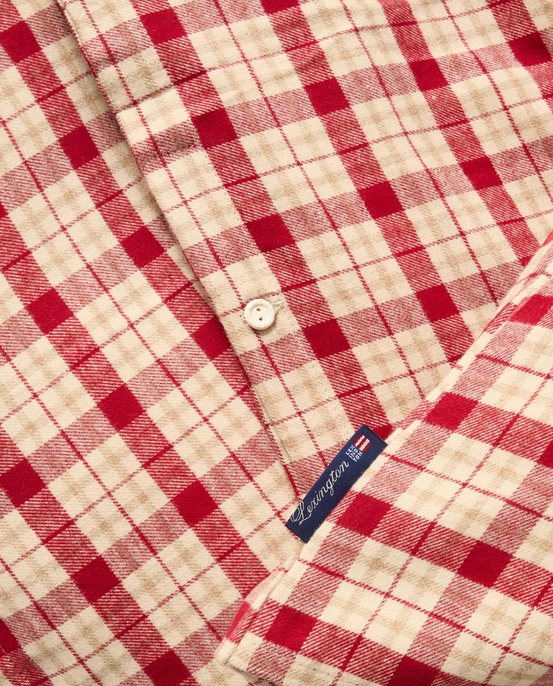 Pościel 2-częściowa Red-beige Checked z flaneli bawełnianej, 50x60 cm, 150x210 cm Lexington