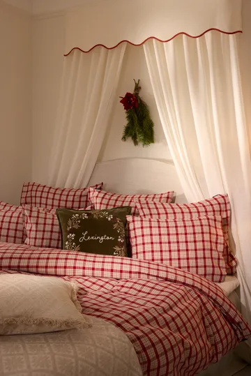 Pościel 2-częściowa Red-beige Checked z flaneli bawełnianej - 50x60 cm, 150x210 cm - Lexington