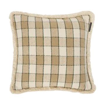 Poszewka na poduszkę Checked organic cotton fringe - Beige-light beige-green - Lexington