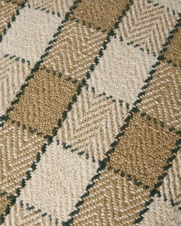 Poszewka na poduszkę Checked organic cotton fringe - Beige-light beige-green - Lexington