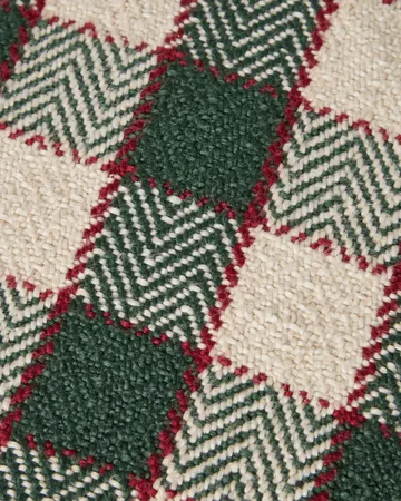 Poszewka na poduszkę Checked organic cotton fringe - Green-light beige-red - Lexington
