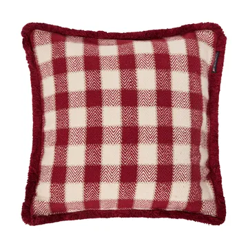Poszewka na poduszkę Checked organic cotton fringe - Red-light beige-beige - Lexington
