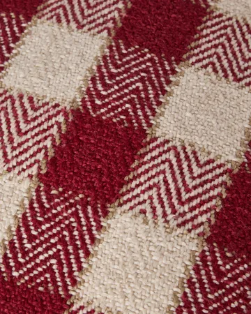 Poszewka na poduszkę Checked organic cotton fringe - Red-light beige-beige - Lexington