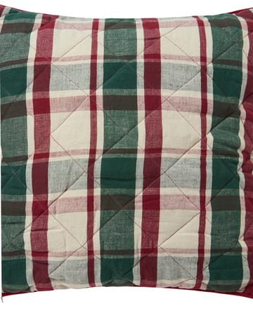 Poszewka na poduszkę Checked pikowana z lnu i bawełny 50x50 cm - Green-red-beige - Lexington